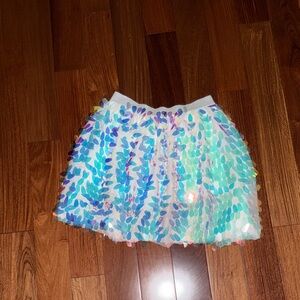 Cat & Jack Blue and Green Leafy Mini Skirt